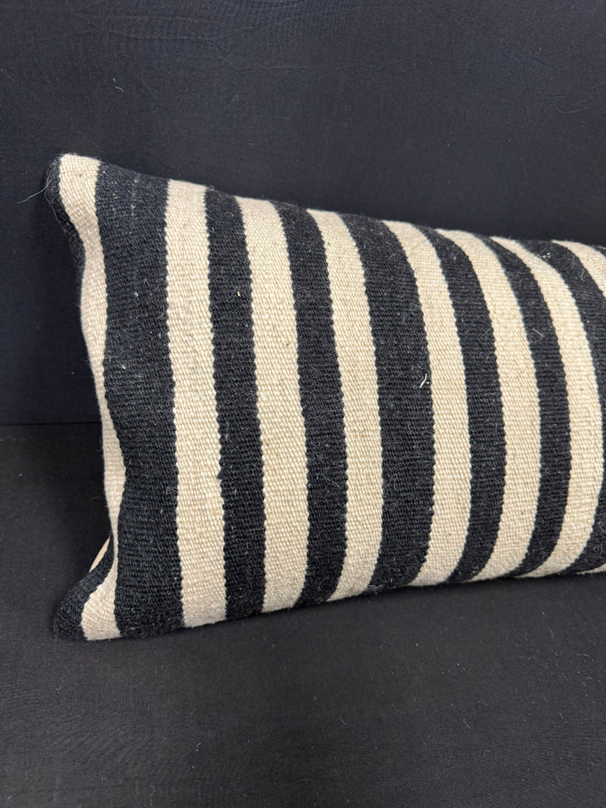 Turkish Hemp Pillow Cushion Natural Beige Black Cushion Cover 14x40 #30449