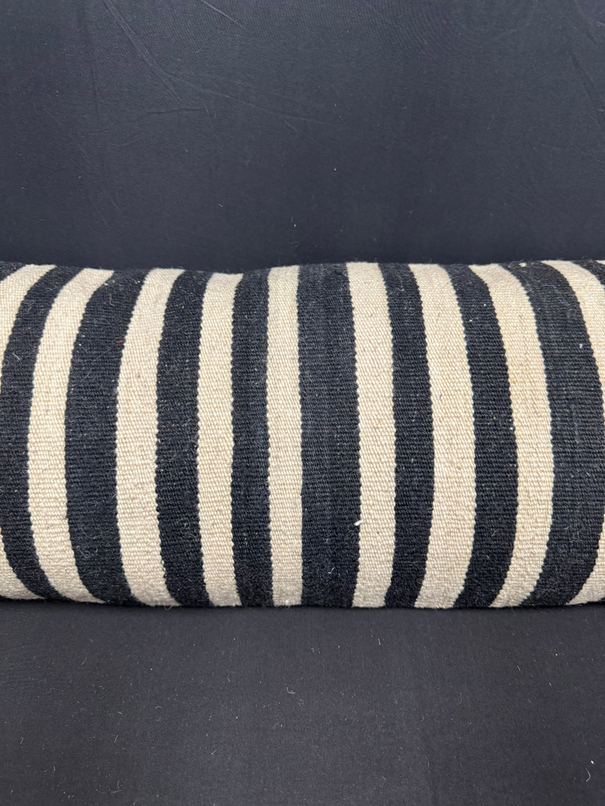 Turkish Hemp Pillow Cushion Natural Beige Black Cushion Cover 14x40 #30449