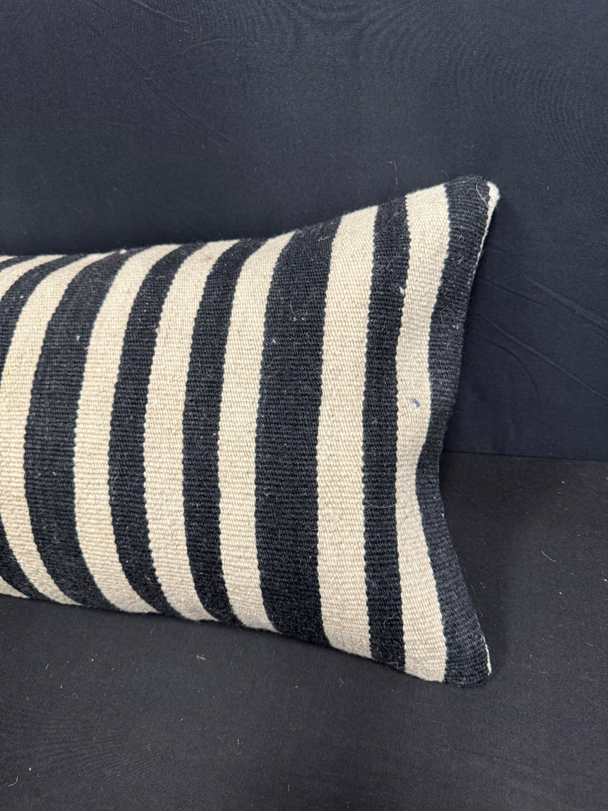 Turkish Hemp Pillow Cushion Natural Beige Black Cushion Cover 14x40 #30449