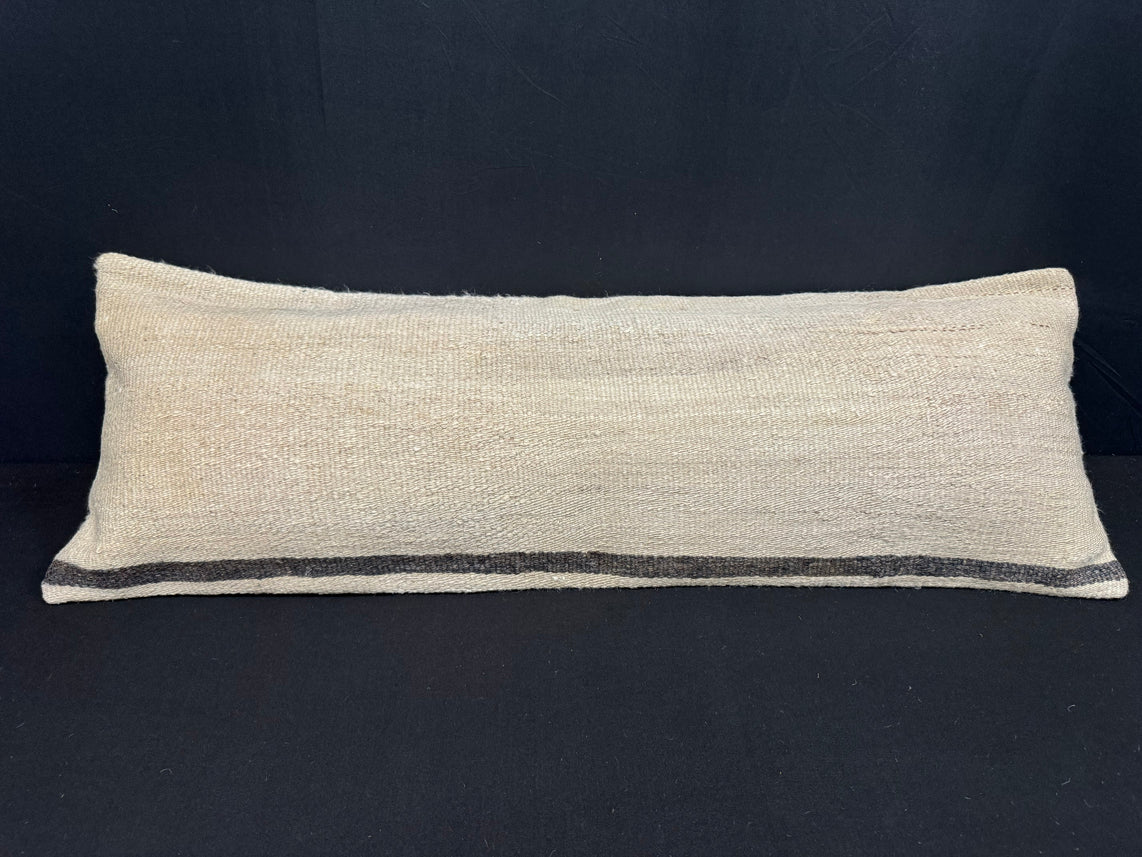 Turkish Hemp Pillow Cushion Natural Beige Black Cushion Cover 14x40 #30523