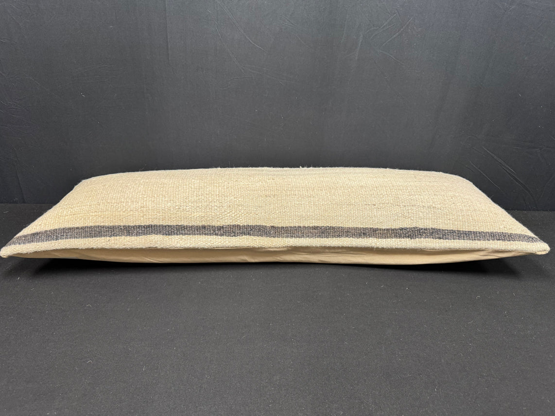 Turkish Hemp Pillow Cushion Natural Beige Black Cushion Cover 14x40 #30523