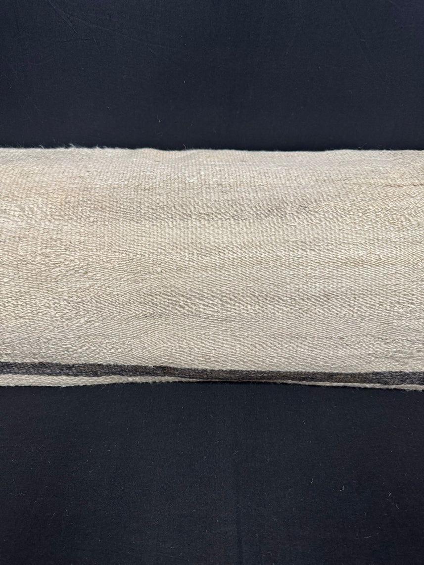 Turkish Hemp Pillow Cushion Natural Beige Black Cushion Cover 14x40 #30523