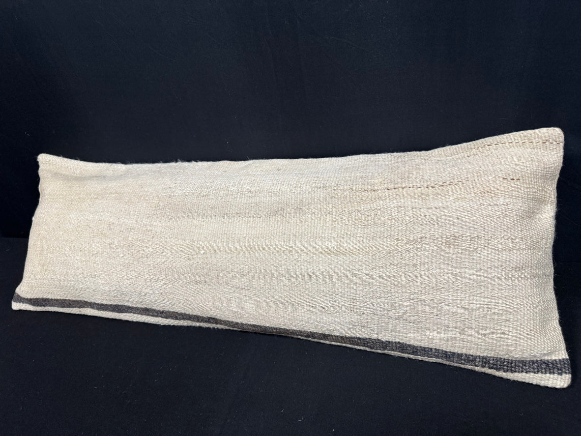 Turkish Hemp Pillow Cushion Natural Beige Black Cushion Cover 14x40 #30523