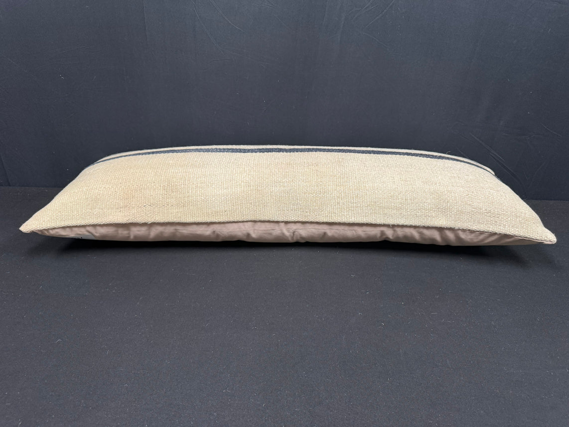 Turkish Hemp Pillow Cushion Natural Beige Black Cushion Cover 14x40 #30431