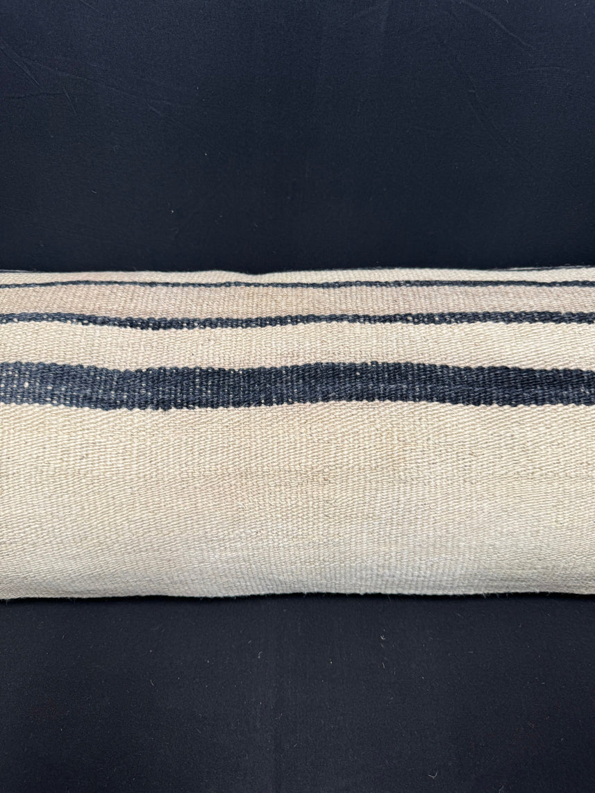 Turkish Hemp Pillow Cushion Natural Beige Black Cushion Cover 14x40 #30431