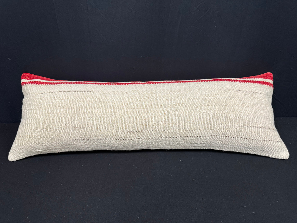 Turkish Hemp Pillow Cushion Natural Beige Red Cushion Cover 14x40 #30432