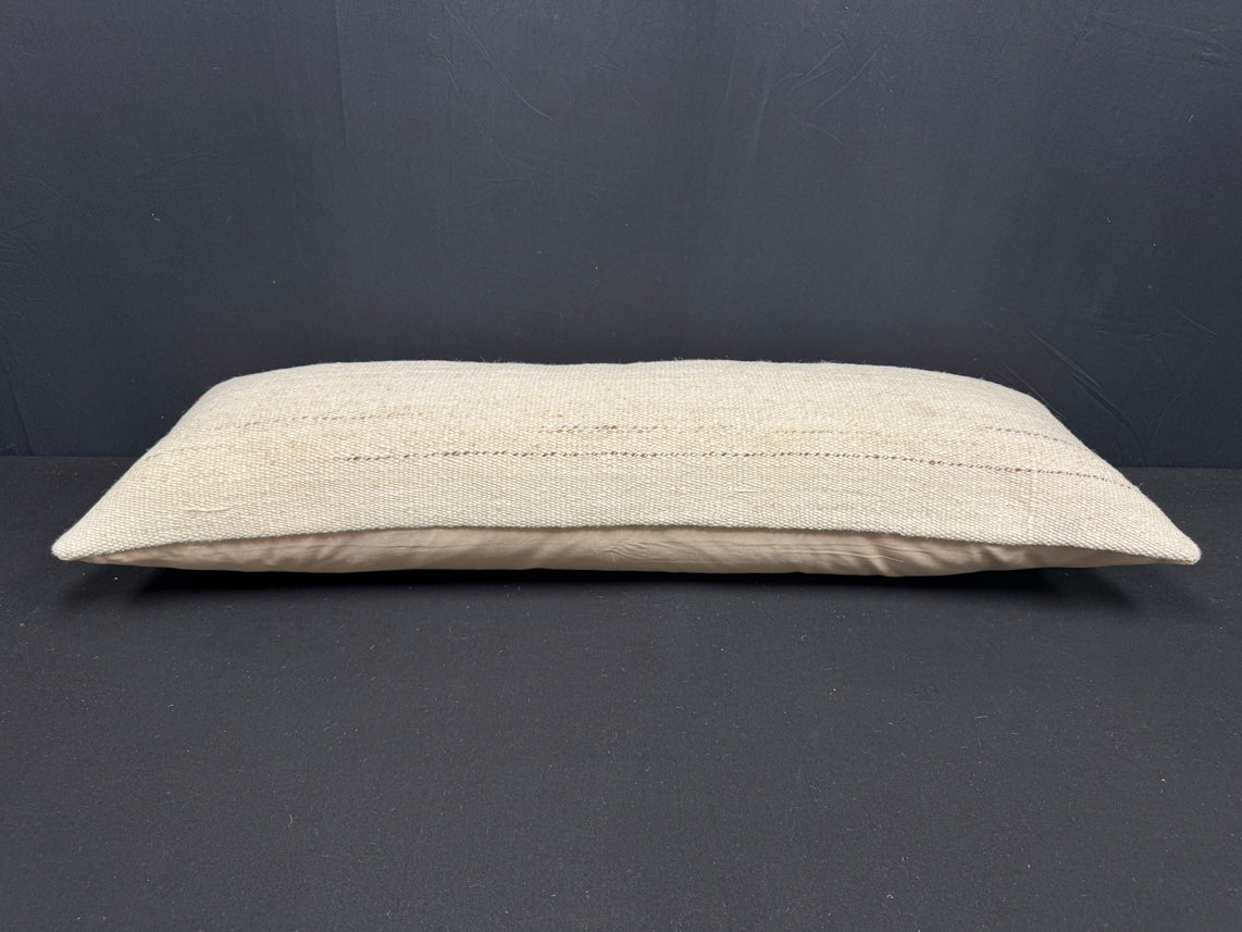 Turkish Hemp Pillow Cushion Natural Beige Red Cushion Cover 14x40 #30432