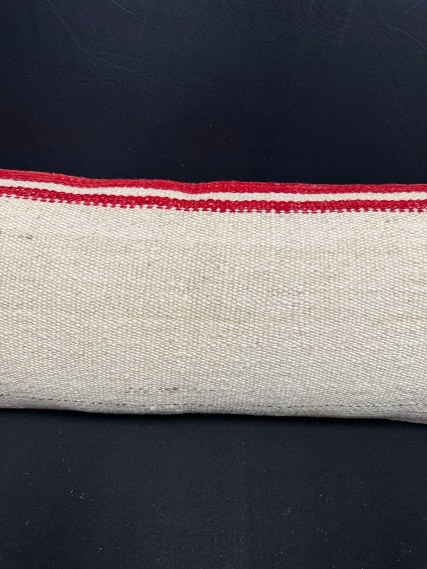 Turkish Hemp Pillow Cushion Natural Beige Red Cushion Cover 14x40 #30432