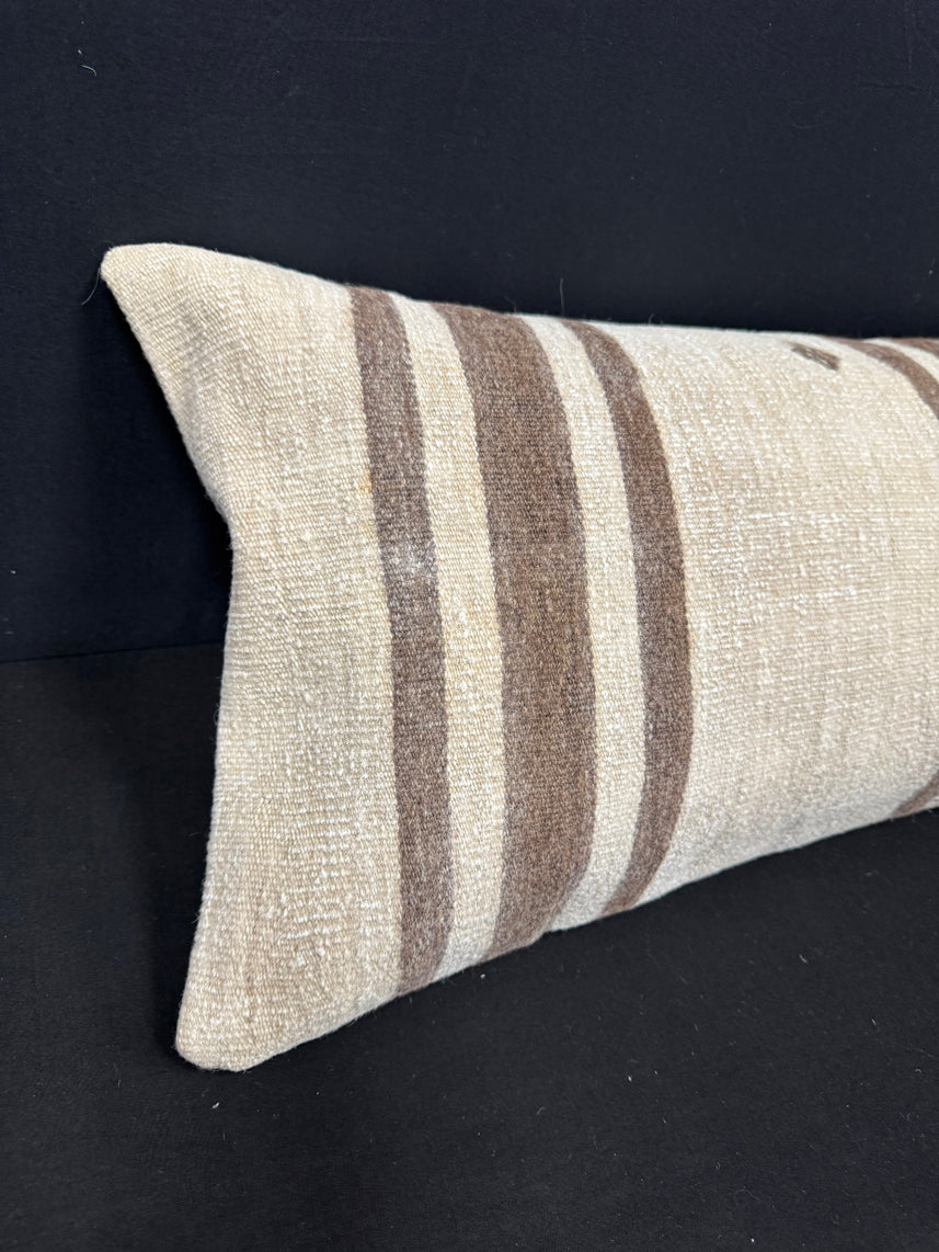 Turkish Hemp Pillow Cushion Natural Beige Brown Cushion Cover 14x40 #30521