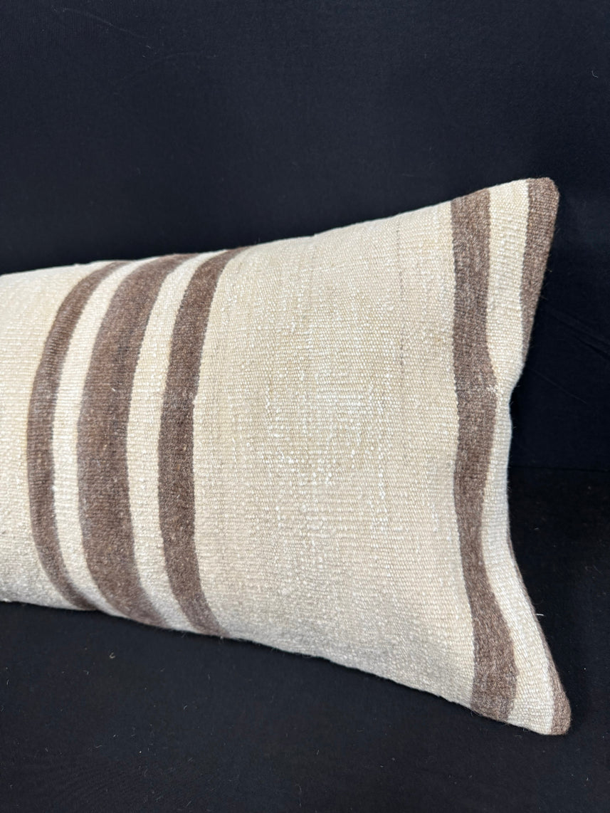 Turkish Hemp Pillow Cushion Natural Beige Brown Cushion Cover 14x40 #30521