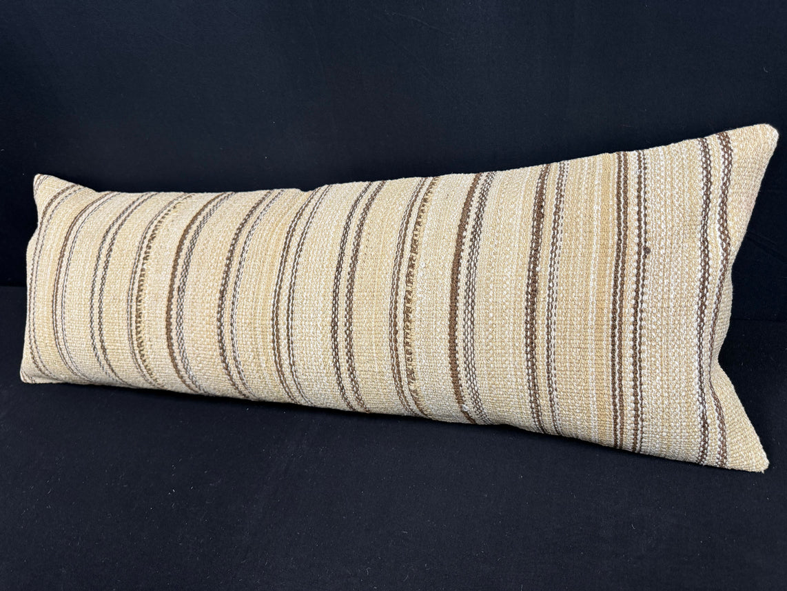 Turkish Hemp Pillow Cushion Natural Beige Brown Cushion Cover 14x40 #30434