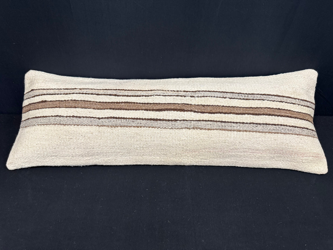 Turkish Hemp Pillow Cushion Natural Beige Brown Cushion Cover 14x40 #30435