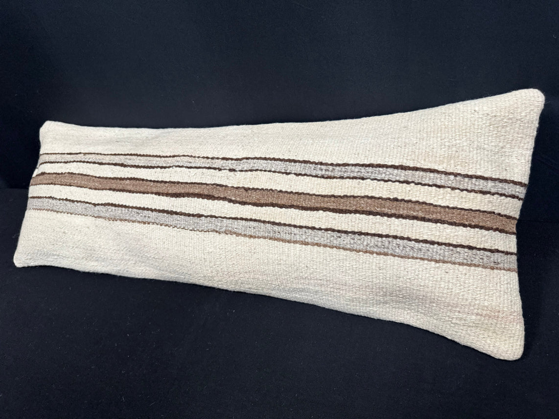 Turkish Hemp Pillow Cushion Natural Beige Brown Cushion Cover 14x40 #30435