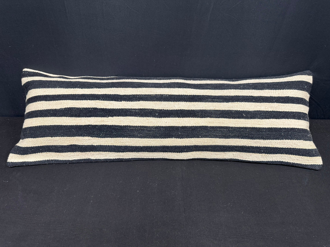 Turkish Hemp Pillow Cushion Natural Beige Black Cushion Cover 14x40 #30459