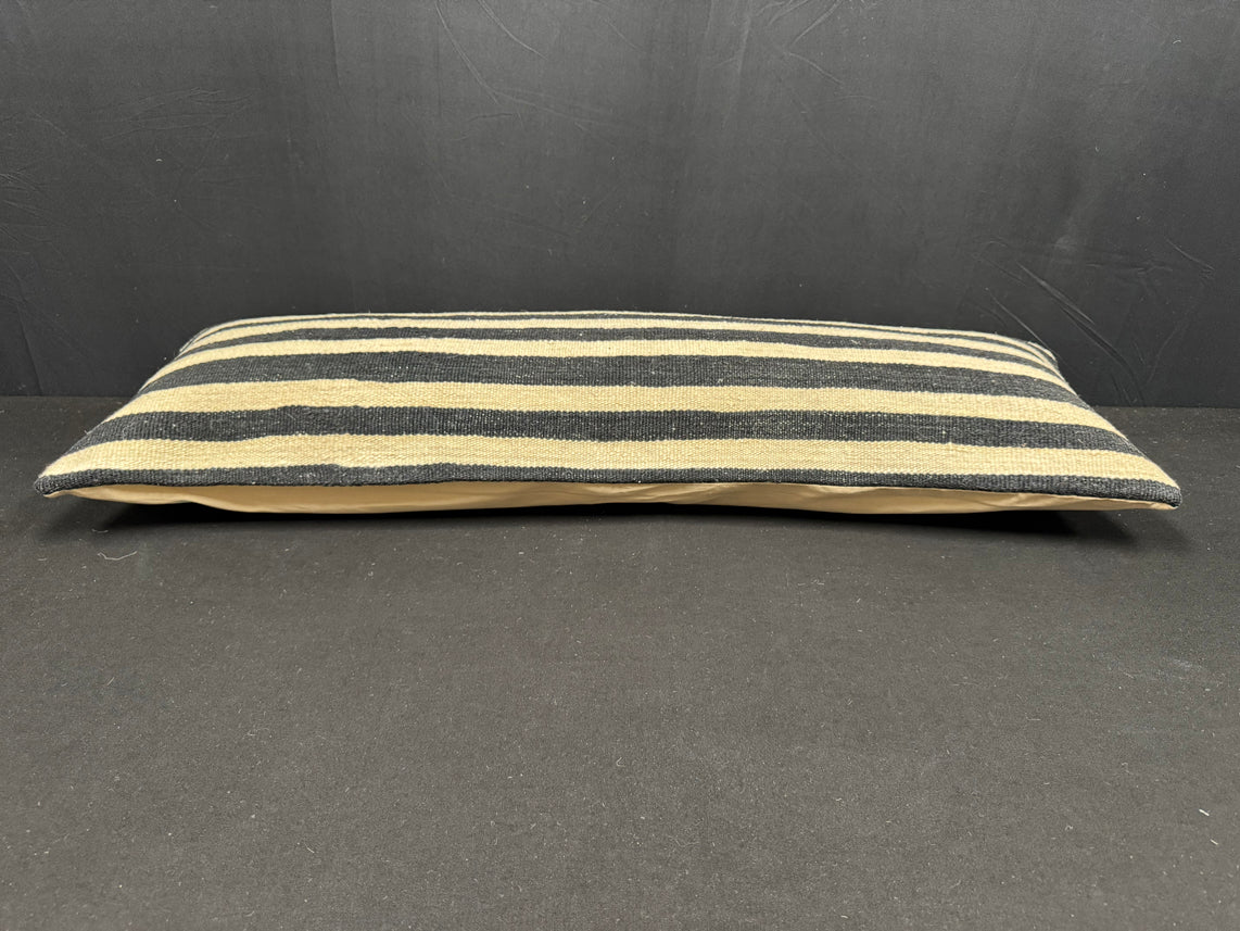 Turkish Hemp Pillow Cushion Natural Beige Black Cushion Cover 14x40 #30459