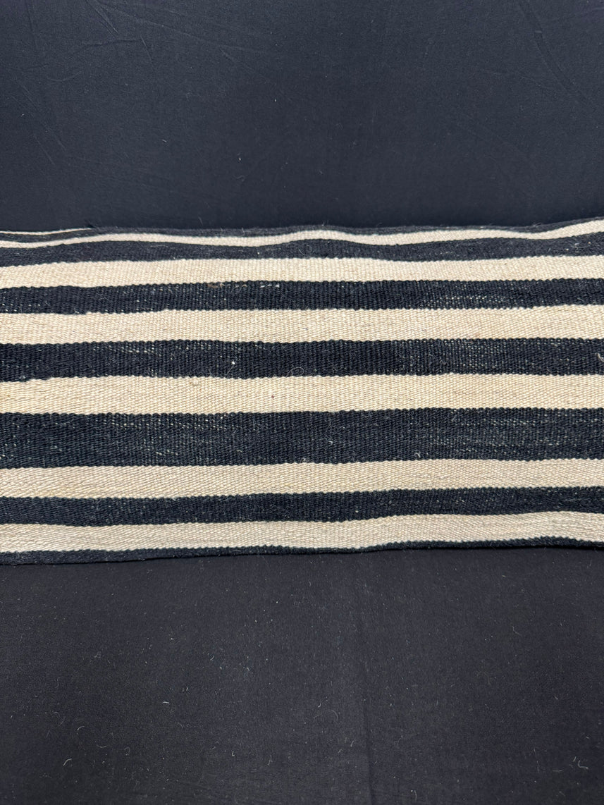 Turkish Hemp Pillow Cushion Natural Beige Black Cushion Cover 14x40 #30459
