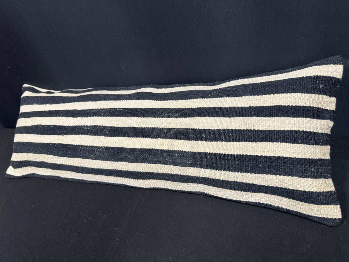 Turkish Hemp Pillow Cushion Natural Beige Black Cushion Cover 14x40 #30459