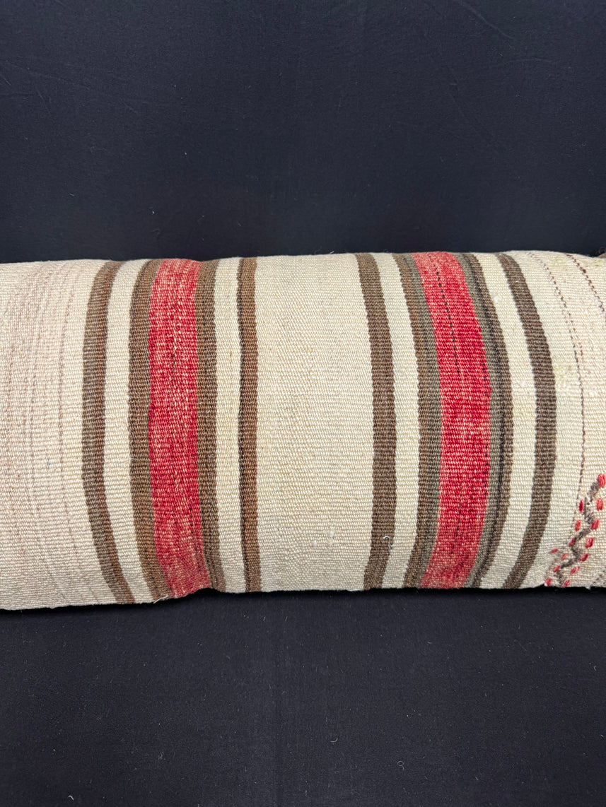 Turkish Hemp Pillow Cushion Natural Beige Red Cushion Cover 14x40 #30522
