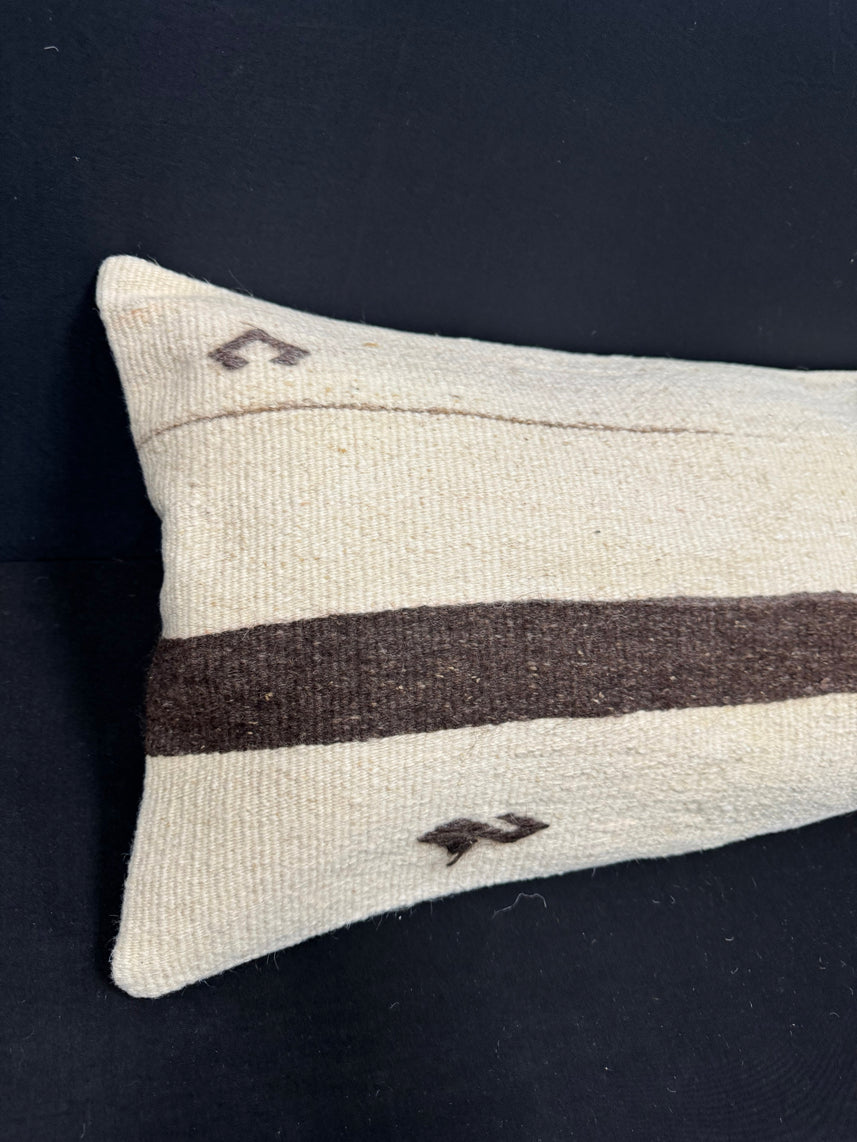 Turkish Hemp Pillow Cushion Natural Beige Brown Cushion Cover 14x40 #30460