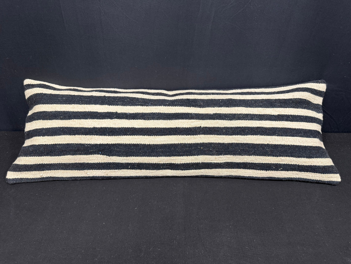 Turkish Hemp Pillow Cushion Natural Beige Black Cushion Cover 14x40 #30509