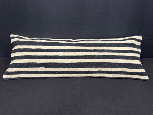 Turkish Hemp Pillow Cushion Natural Beige Black Cushion Cover 14x40 #30509