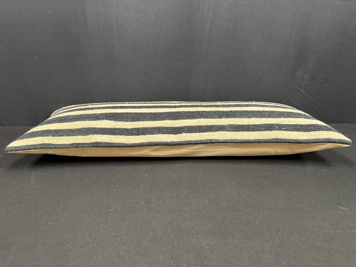 Turkish Hemp Pillow Cushion Natural Beige Black Cushion Cover 14x40 #30509