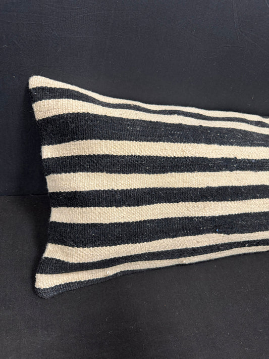 Turkish Hemp Pillow Cushion Natural Beige Black Cushion Cover 14x40 #30509
