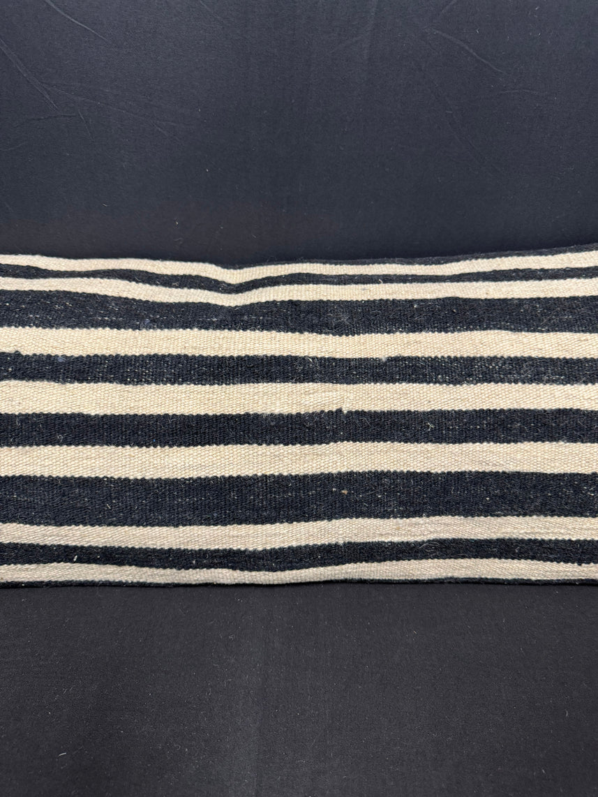 Turkish Hemp Pillow Cushion Natural Beige Black Cushion Cover 14x40 #30509
