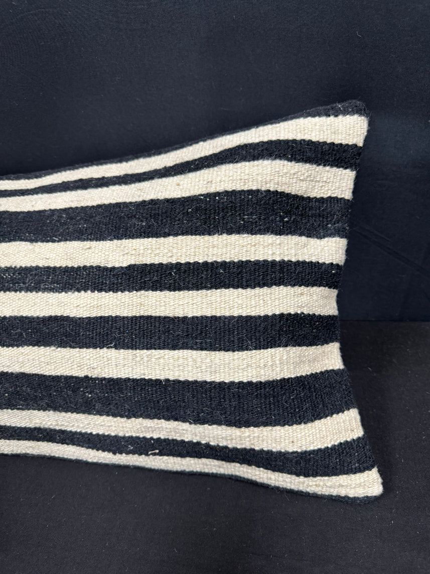 Turkish Hemp Pillow Cushion Natural Beige Black Cushion Cover 14x40 #30509