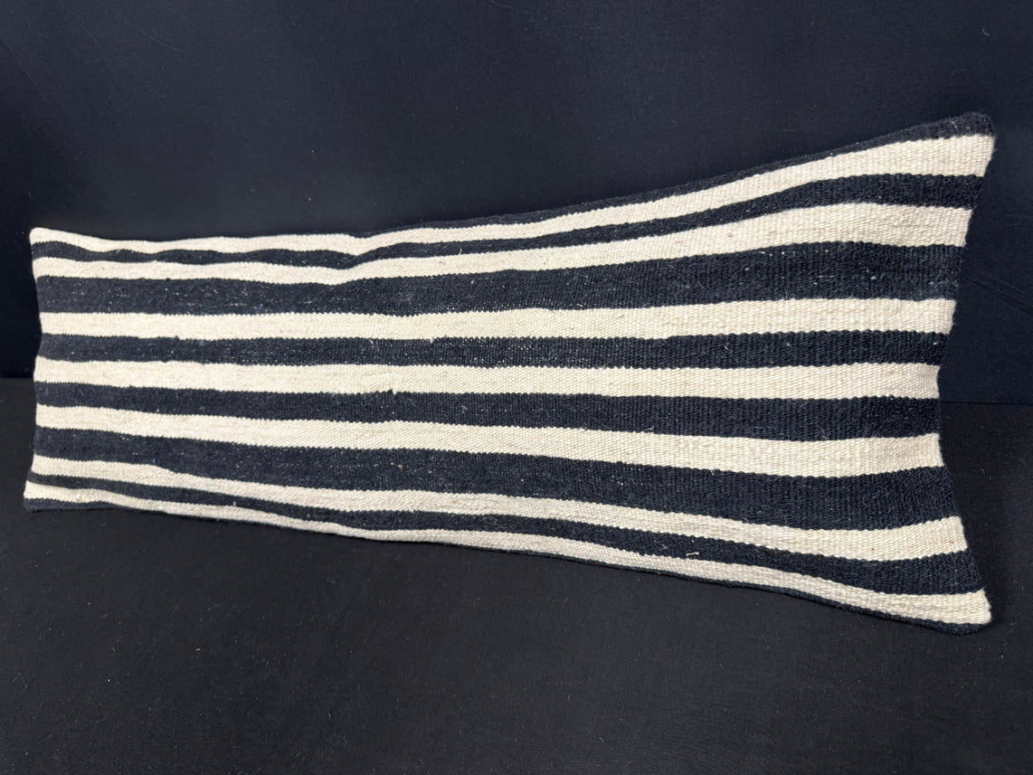 Turkish Hemp Pillow Cushion Natural Beige Black Cushion Cover 14x40 #30509