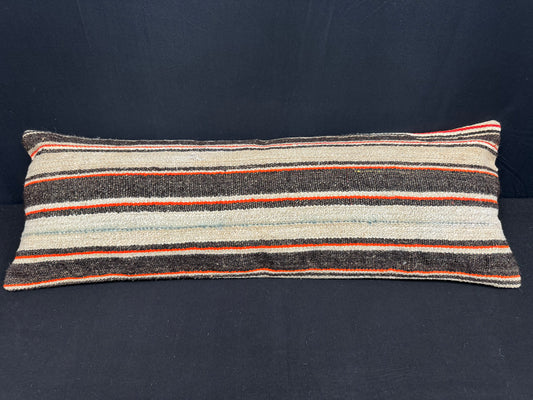 Turkish Hemp Pillow Cushion Natural Beige Black Cushion Cover 14x40 #30493