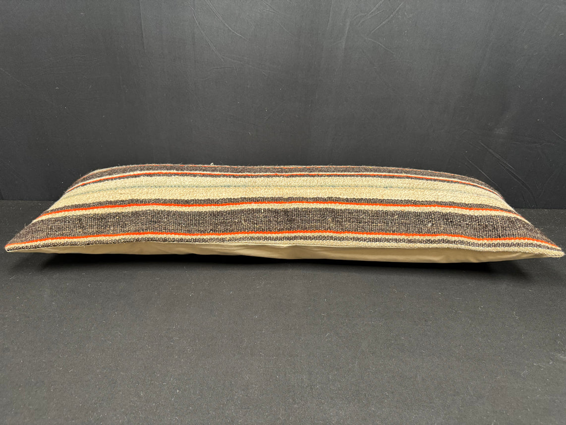 Turkish Hemp Pillow Cushion Natural Beige Black Cushion Cover 14x40 #30493