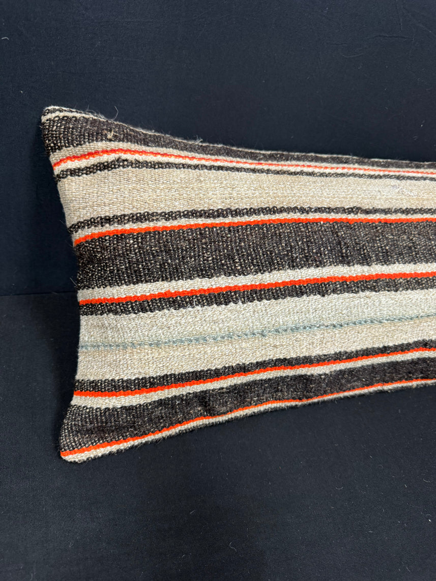 Turkish Hemp Pillow Cushion Natural Beige Black Cushion Cover 14x40 #30493