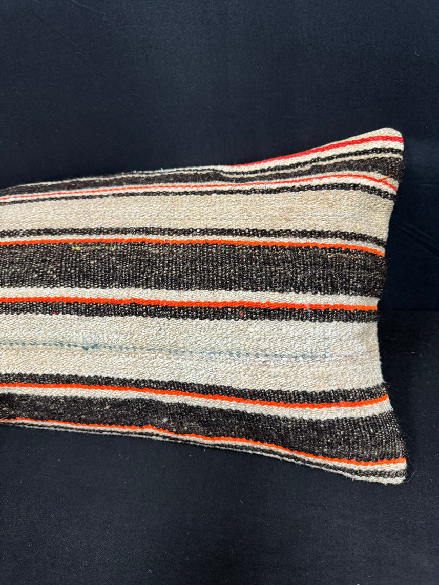 Turkish Hemp Pillow Cushion Natural Beige Black Cushion Cover 14x40 #30493
