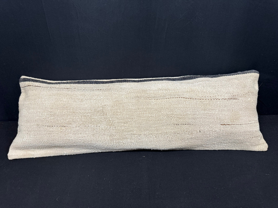Turkish Hemp Pillow Cushion Natural Beige Black Cushion Cover 14x40 #30500