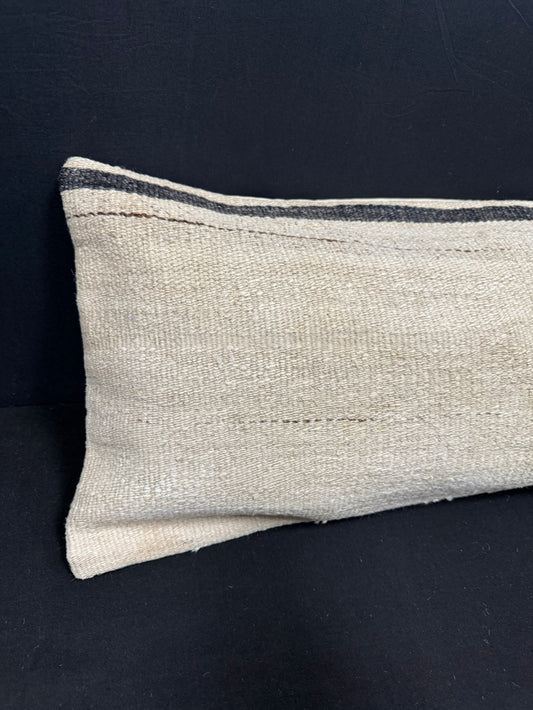 Turkish Hemp Pillow Cushion Natural Beige Black Cushion Cover 14x40 #30500