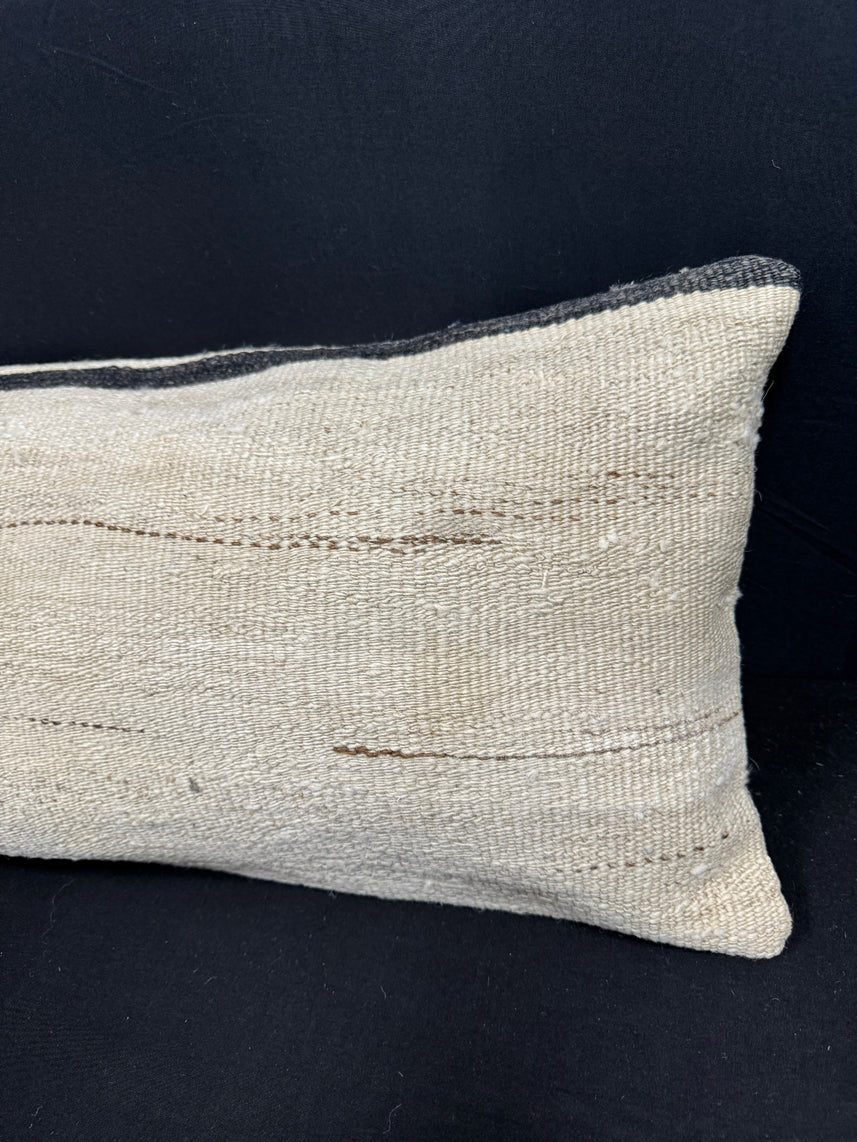 Turkish Hemp Pillow Cushion Natural Beige Black Cushion Cover 14x40 #30500