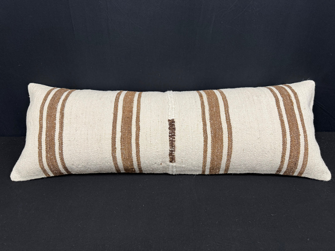 Turkish Hemp Pillow Cushion Natural Beige Brown Cushion Cover 14x40 #30494