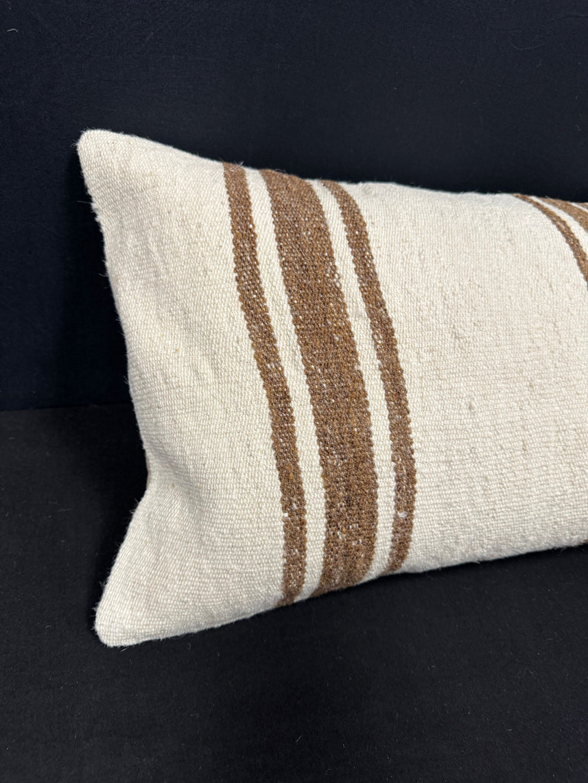 Turkish Hemp Pillow Cushion Natural Beige Brown Cushion Cover 14x40 #30494