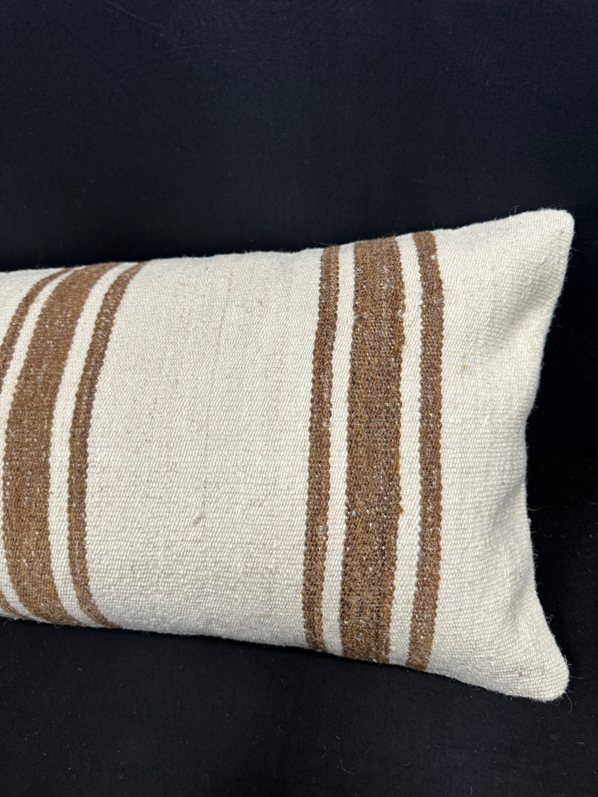 Turkish Hemp Pillow Cushion Natural Beige Brown Cushion Cover 14x40 #30494
