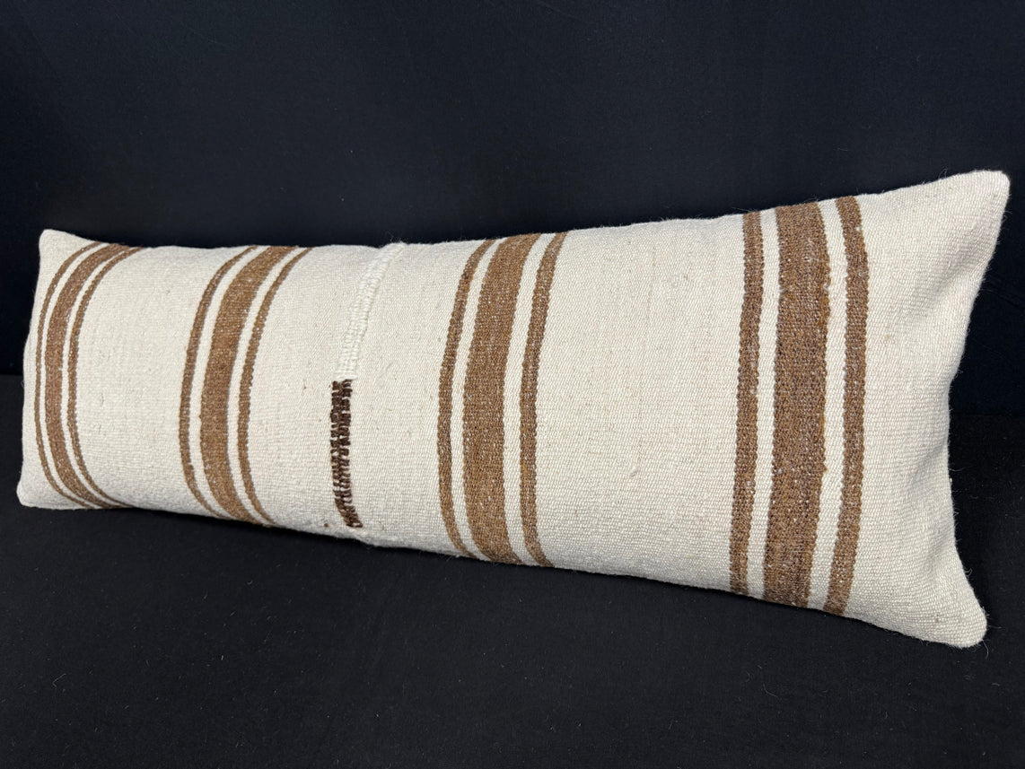 Turkish Hemp Pillow Cushion Natural Beige Brown Cushion Cover 14x40 #30494