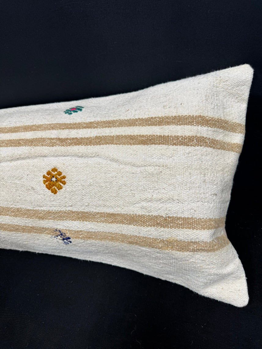 Turkish Hemp Pillow Cushion Natural Beige Brown Cushion Cover 14x40 #30495
