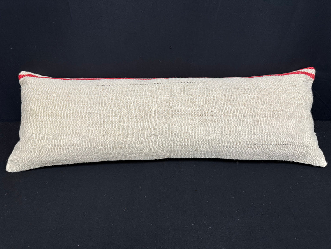 Turkish Hemp Pillow Cushion Natural Beige Red Cushion Cover 14x40 #30516