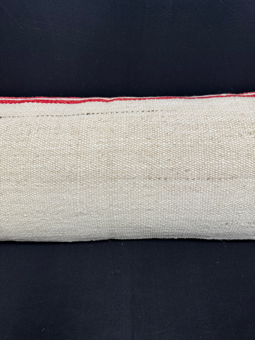 Turkish Hemp Pillow Cushion Natural Beige Red Cushion Cover 14x40 #30516