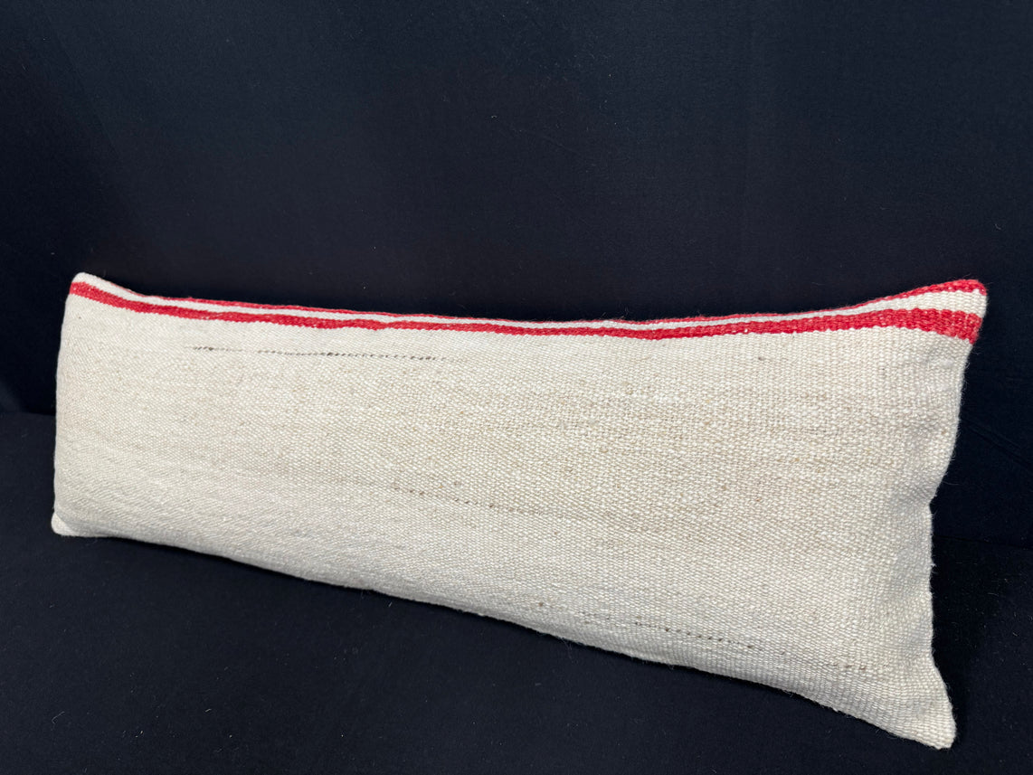 Turkish Hemp Pillow Cushion Natural Beige Red Cushion Cover 14x40 #30516