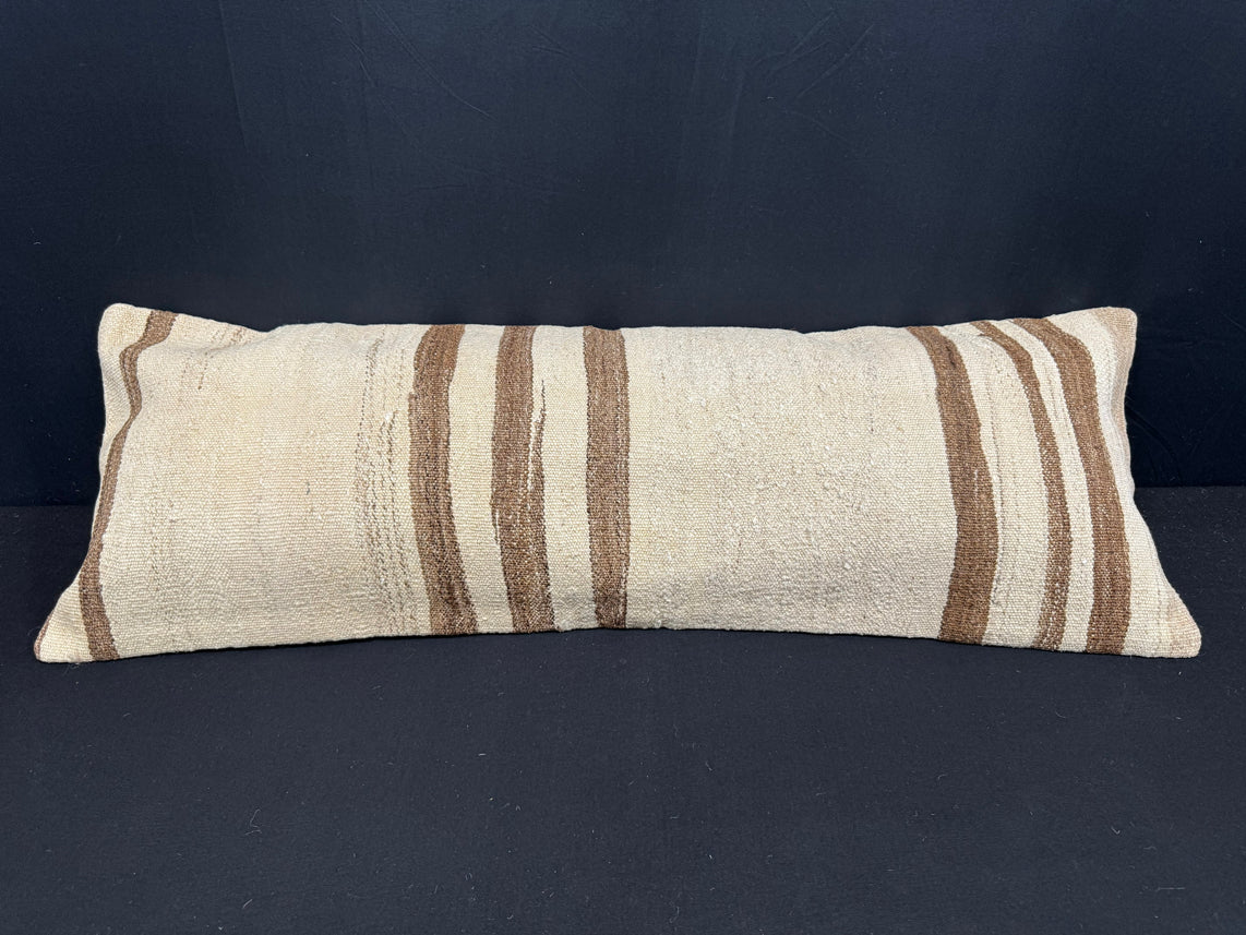 Turkish Hemp Pillow Cushion Natural Beige Brown Cushion Cover 14x40 #30517
