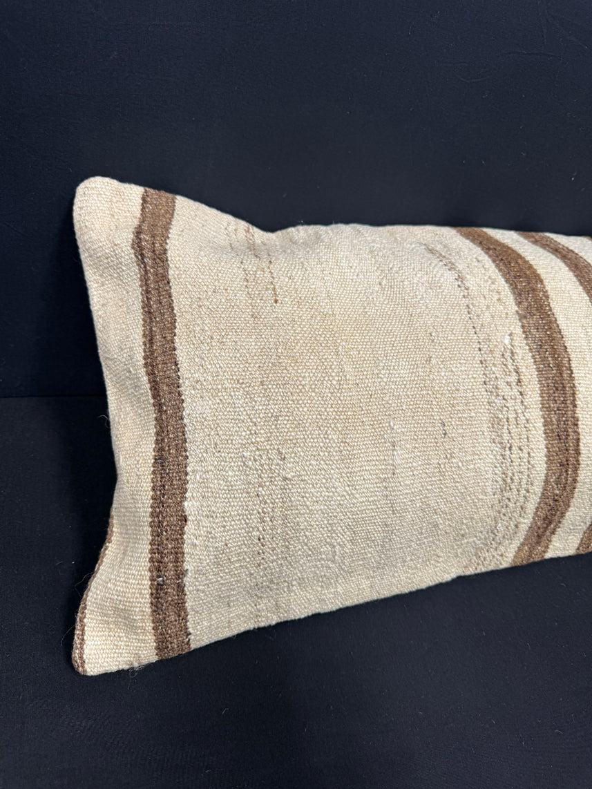 Turkish Hemp Pillow Cushion Natural Beige Brown Cushion Cover 14x40 #30517
