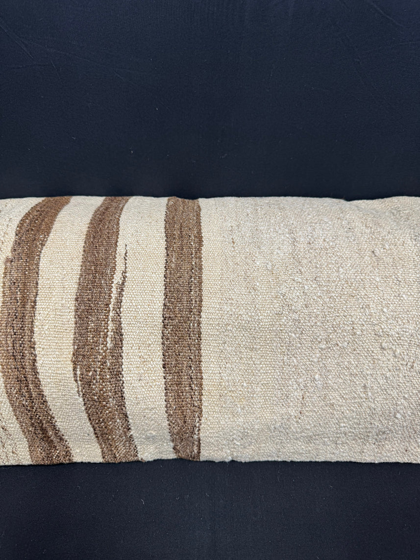 Turkish Hemp Pillow Cushion Natural Beige Brown Cushion Cover 14x40 #30517