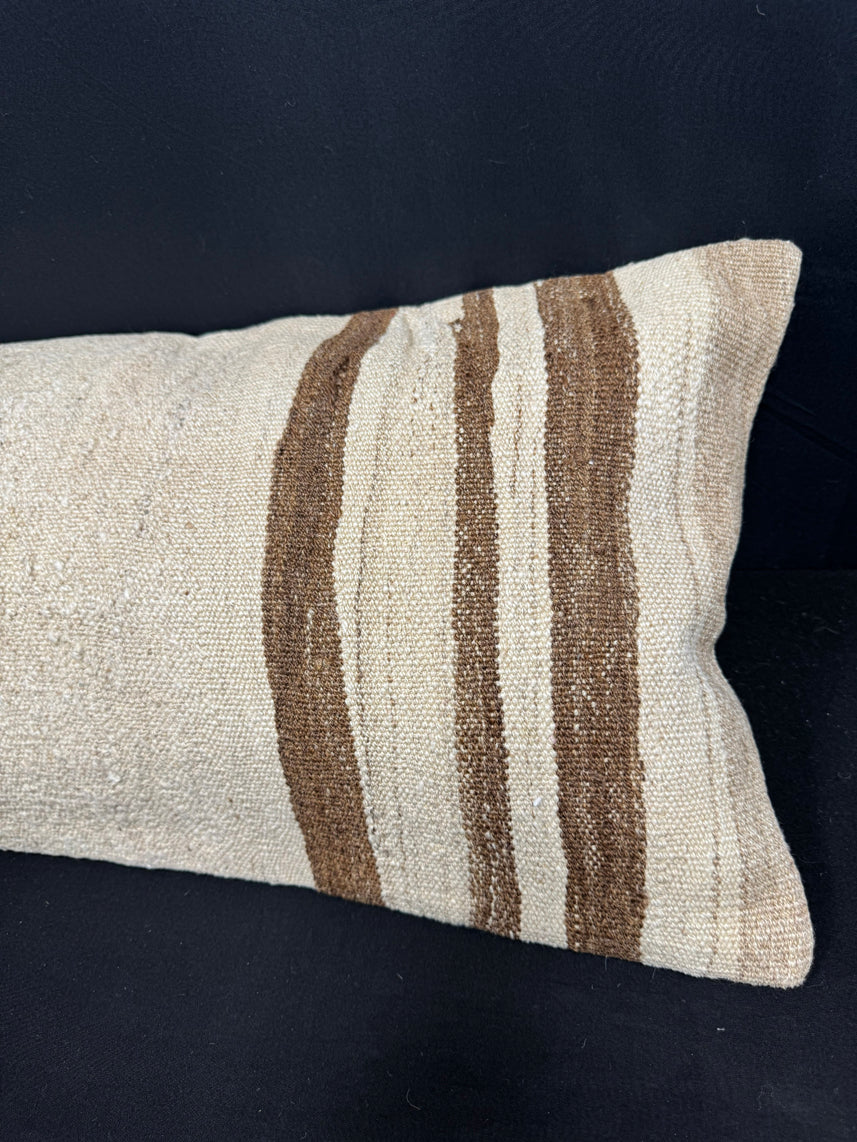 Turkish Hemp Pillow Cushion Natural Beige Brown Cushion Cover 14x40 #30517