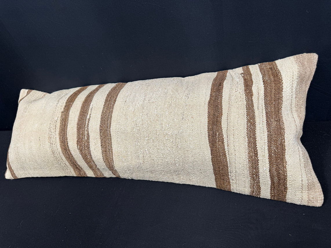 Turkish Hemp Pillow Cushion Natural Beige Brown Cushion Cover 14x40 #30517